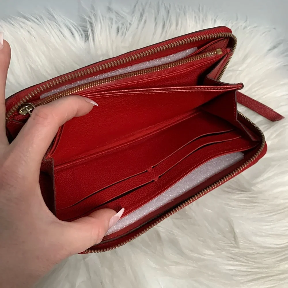 2015 authentic Louis Vuitton red empreinte leather zippy